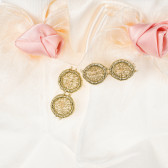 Κάλτσες με λεπτή ροζ κορδέλα και χειροποίητα λουλούδια σε σομόν και χρυσό χρώμα, για κορίτσι Picolla Speranza 100099 4
