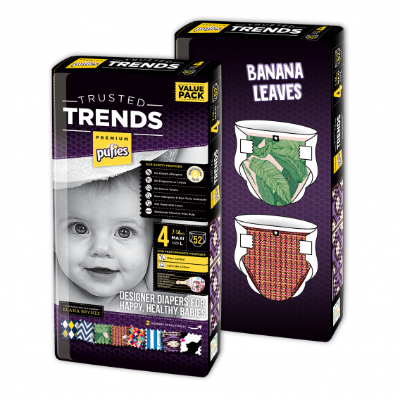 Πάνες Pufies Trusted Trends Maxi 4, Banana leaves baby Value Pack    2x52 τεμάχια. Pufies 10225 