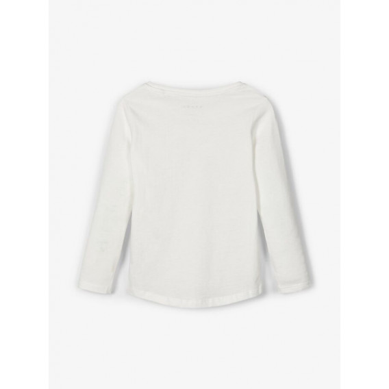 Μακρυμάνικη λευκή βαμβακερή μπλούζα, με πολύχρωμα σχέδια, για κορίτσι Name it 102501 2