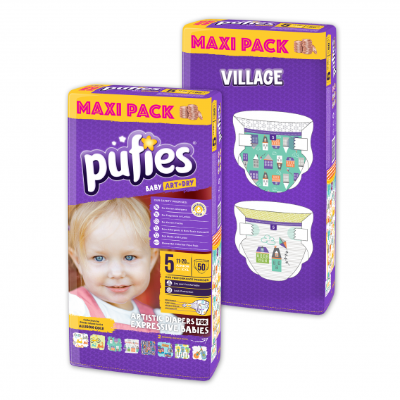 Πάνες Pufies Junior 5, Maxi Pack 48  τεμάχια Village Pufies 10260 
