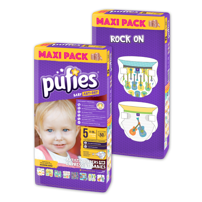 Πάνες Pufies Junior 5, Maxi Pack 48  τεμάχια Rock On.  10266