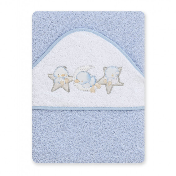 Βρεφική μπουρνουζοπετσέτα, Estrella luna, σε μπλε χρώμα με κεντημένα παπάκια Inter Baby 103164 