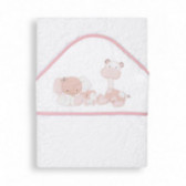 Βρεφική μπουρνουζοπετσέτα, Zoo, με ροζ μπορντούρα και απαλό ύφασμα Inter Baby 103176 