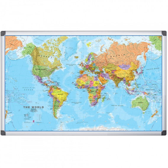 Μαγνητικός πίνακας - παγκόσμιος χάρτης 90Χ120 εκ Bi-Office 103369 