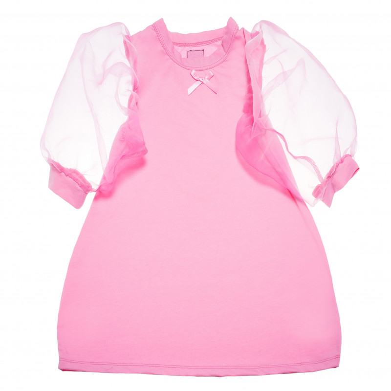 Παιδικό φόρεμα με μακρυ μανίκι από τούλι σε ροζ χρώμα  105085
