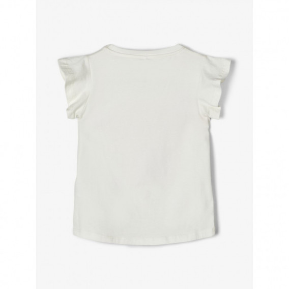 Κοντομάνικη μπλούζα από οργανικό βαμβάκι, λευκή για κορίτσια Name it 107108 2