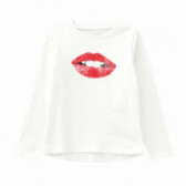 Τυπωμένη βαμβακερή μπλούζα με επιμήκη πλάτη, λευκή για κορίτσια Name it 107358 