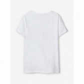 Λευκή βαμβακερή μπλούζα με γράμματα και κεντήματα για κορίτσια Name it 107540 2