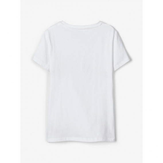 Λευκή βαμβακερή μπλούζα με γράμματα και κεντήματα για κορίτσια Name it 107540 2