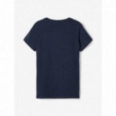 Βαμβακερή μπλούζα με γράμματα και κεντήματα, σε σκούρο μπλε για κορίτσια Name it 107543 2