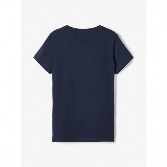 Βαμβακερή μπλούζα με γράμματα και κεντήματα, σε σκούρο μπλε για κορίτσια Name it 107543 2
