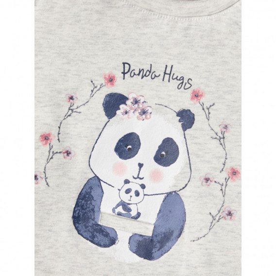 Βαμβακερή μπλούζα με τύπωμα Panda, γκρι για κορίτσια Name it 107569 3