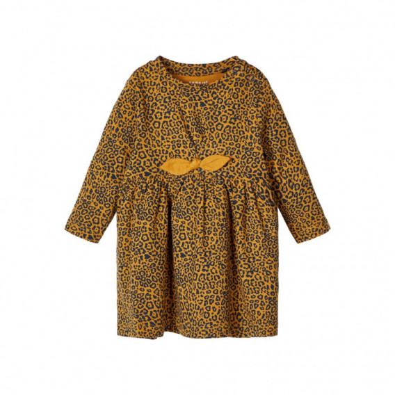 Βαμβακερό φόρεμα με animal τύπωμα, πορτοκαλί για κορίτσια Name it 107575 