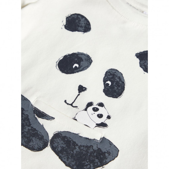 Βαμβακερή μπλούζα με panda, λευκή για ένα αγόρι Name it 107614 3