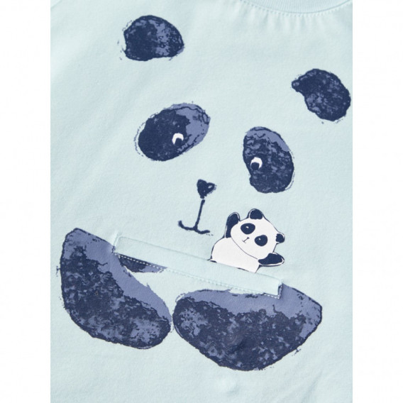 Βαμβακερή μπλούζα με τύπωμα Panda, μπλε για αγόρια Name it 107617 3