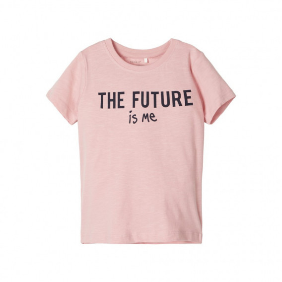 Μπλουζάκι από οργανικό βαμβάκι με τύπωμα, ροζ για κορίτσια Name it 107621 