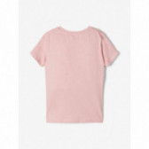 Μπλουζάκι από οργανικό βαμβάκι με τύπωμα, ροζ για κορίτσια Name it 107622 2