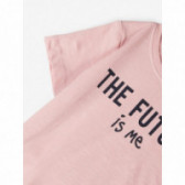 Μπλουζάκι από οργανικό βαμβάκι με τύπωμα, ροζ για κορίτσια Name it 107623 3