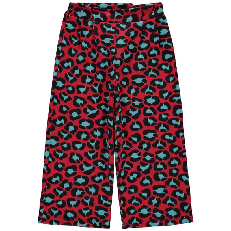 Βαμβακερό παντελόνι με τύπωμα ζώου, κόκκινο για κορίτσια  107658