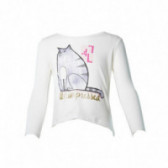 Λευκή βαμβακερή μπλούζα με τύπωμα για κορίτσι Pets 108061 