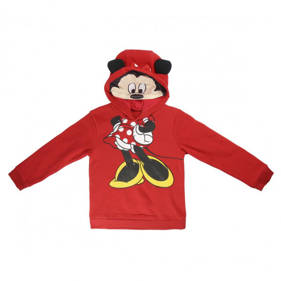 Φούτερ Minnie Mouse για κορίτσι, σε κόκκινο χρώμα, με κουκούλα Minnie Mouse 1092 