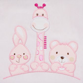 Βαμβακερή θήκη κούνιας, Basic friends, με ζωάκια, σε ροζ χρώμα Inter Baby 109283 3