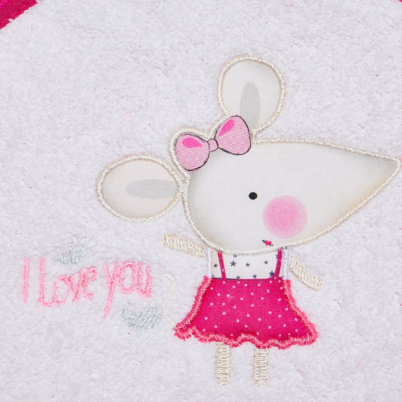 Βρεφική μπουρνουζοπετσέτα, I Love You Ratoncito, σε ροζ χρώμα, για κορίτσι Inter Baby 109535 5