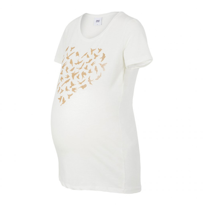 Λευκή μπλούζα με τύπωμα για έγκυες γυναίκες  110588