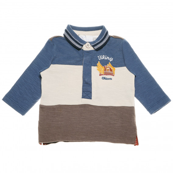 Βαμβακερή μπλούζα με γιακά και πολύχρωμες ρίγες Chicco 110941 