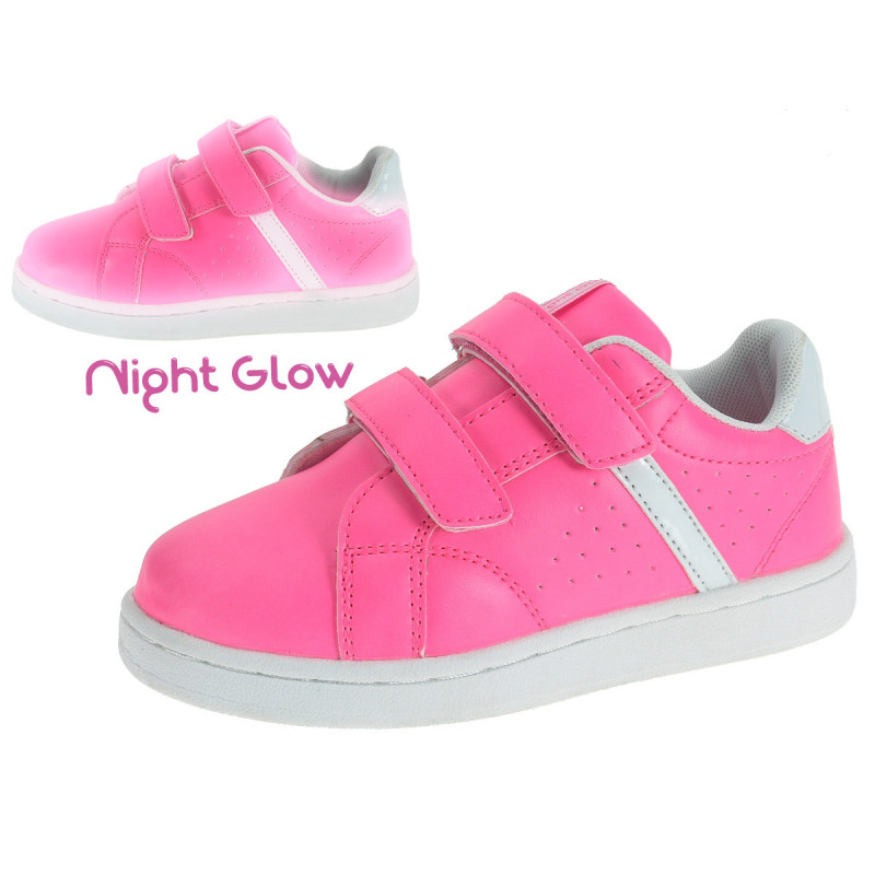Πάνινα παπούτσια με velcro και λευκές πινελιές για κορίτσι, ροζ  111725