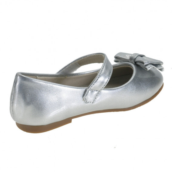 Παπούτσια μπαλαρίνες με Velcro σε ασημί χρώμα με κορδέλα για κορίτσι Beppi 111738 2