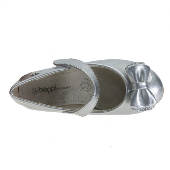 Παπούτσια μπαλαρίνες με Velcro σε ασημί χρώμα με κορδέλα για κορίτσι Beppi 111739 3