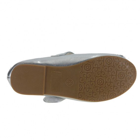 Παπούτσια μπαλαρίνες με Velcro σε ασημί χρώμα με κορδέλα για κορίτσι Beppi 111740 4