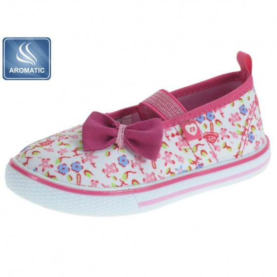 Ροζ παπούτσια με έγχρωμο σχέδιο και κορδέλα για κορίτσι Beppi 111761 