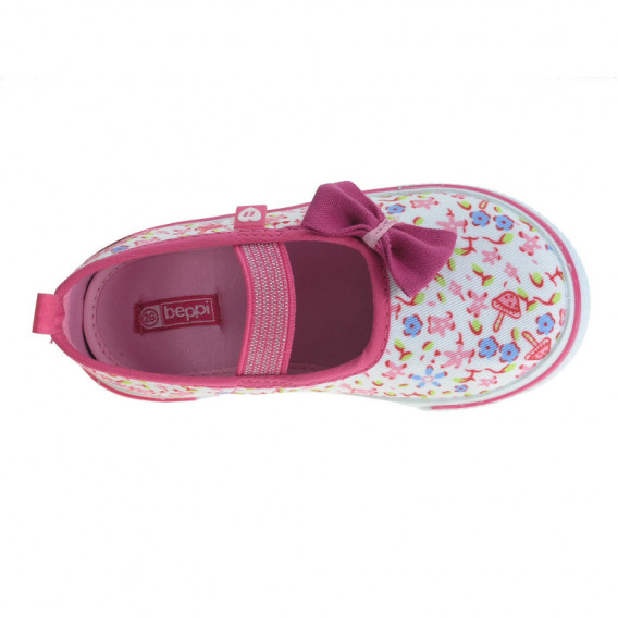 Ροζ παπούτσια με έγχρωμο σχέδιο και κορδέλα για κορίτσι Beppi 111763 3