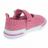 Ροζ πάνινα παπούτσια με κορδέλα και άσπρες κουκκίδες για κορίτσι Beppi 111778 2