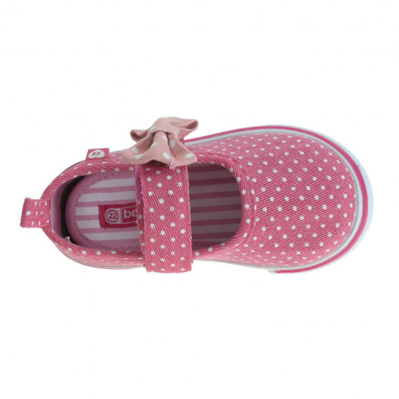 Ροζ πάνινα παπούτσια με κορδέλα και άσπρες κουκκίδες για κορίτσι Beppi 111779 3