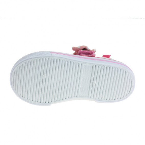 Ροζ πάνινα παπούτσια με κορδέλα και άσπρες κουκκίδες για κορίτσι Beppi 111780 4
