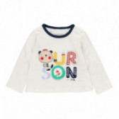 Βαμβακερό πουκάμισο αγοριού Boboli με χρωματιστή επιγραφή, λευκό Boboli 112705 