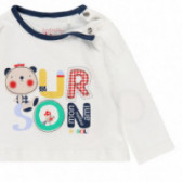 Βαμβακερό πουκάμισο αγοριού Boboli με χρωματιστή επιγραφή, λευκό Boboli 112707 3