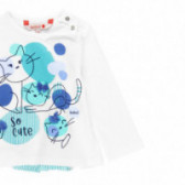 Βαμβακερή μπλούζα μωρού Boboli με τύπωμα, λευκή Boboli 112783 3