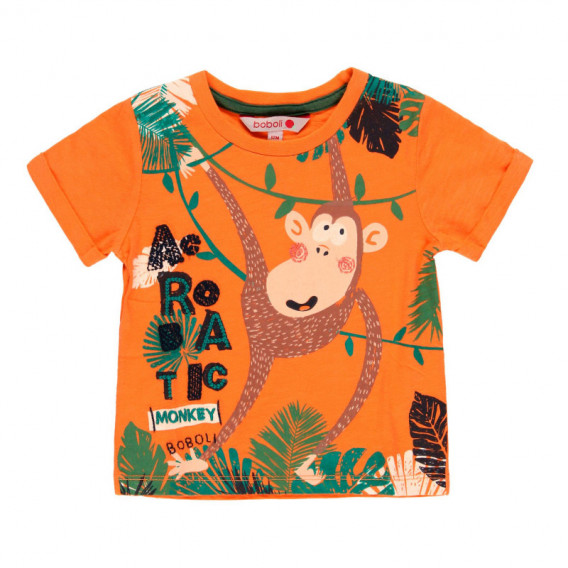 Βαμβακερό μπλουζάκι Boboli για μωρά με τύπωμα, πορτοκαλί Boboli 112825 