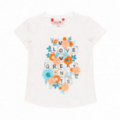 Βαμβακερό μπλουζάκι Boboli με λουλουδάτο χρώμα, λευκό Boboli 112867 