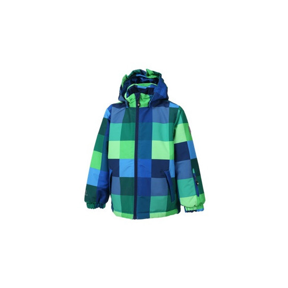 Χρωματιστό Παιδικά καρό μπουφάν σκι, μπλε και πράσινο COLOR KIDS 11343 