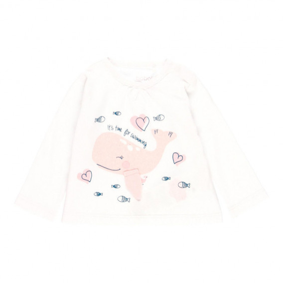 Βαμβακερή μπλούζα μωρού με τύπωμα, λευκή Boboli 113668 