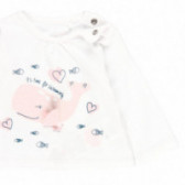 Βαμβακερή μπλούζα μωρού με τύπωμα, λευκή Boboli 113670 3