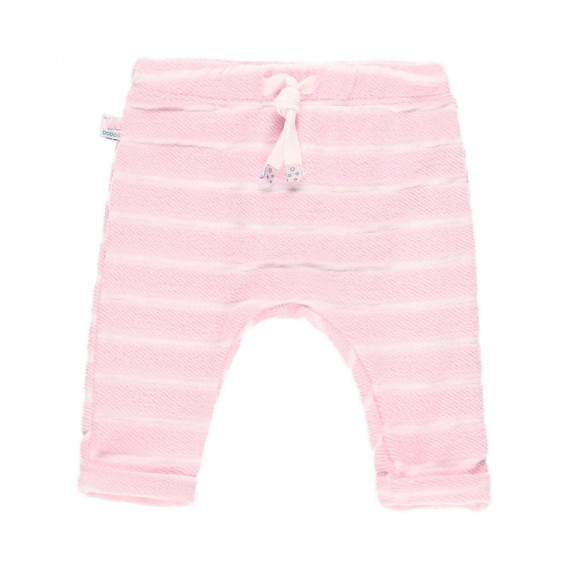 Βαμβακερό παντελόνι μωβ, ροζ και λευκό ριγέ Boboli 113674 