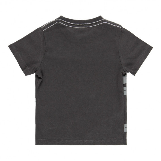 Μπλουζάκι για αγόρια βαμβακερό με τύπωμα αυτοκινήτου, σκούρο γκρι Boboli 113813 2