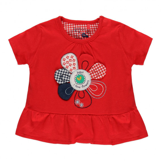 Βαμβακερό μπλουζάκι με άνοιγμα στο κάτω μέρος για κορίτσι, κόκκινο Boboli 114011 