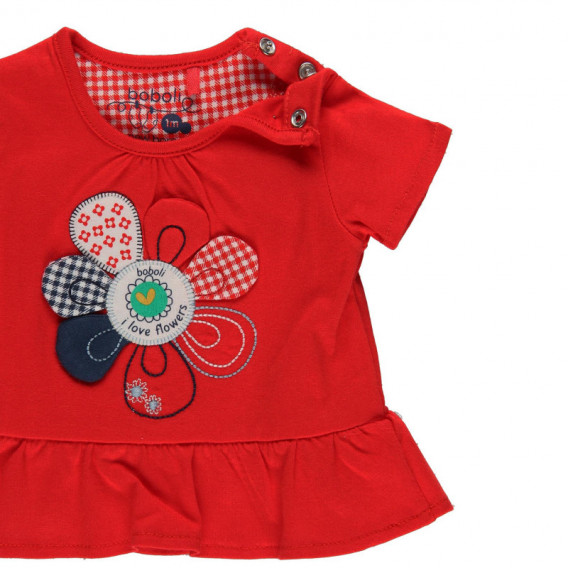 Βαμβακερό μπλουζάκι με άνοιγμα στο κάτω μέρος για κορίτσι, κόκκινο Boboli 114013 3